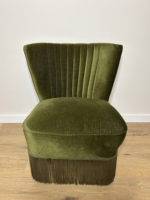 Vintage Cocktail Fauteuil Met Groene Franjes 