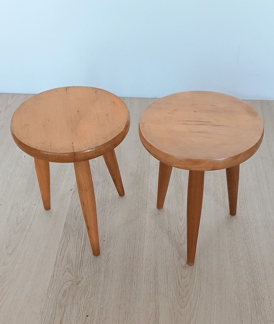 Image 1 of Twee Houten Vijftiger Jaren Kinderkrukjes