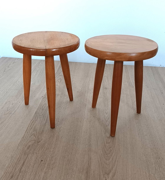 Image 1 of Twee Houten Vijftiger Jaren Kinderkrukjes