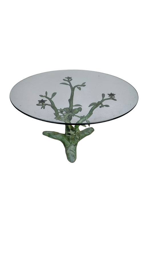 Brons Met Glas bonsai boom Salontafel 1970S