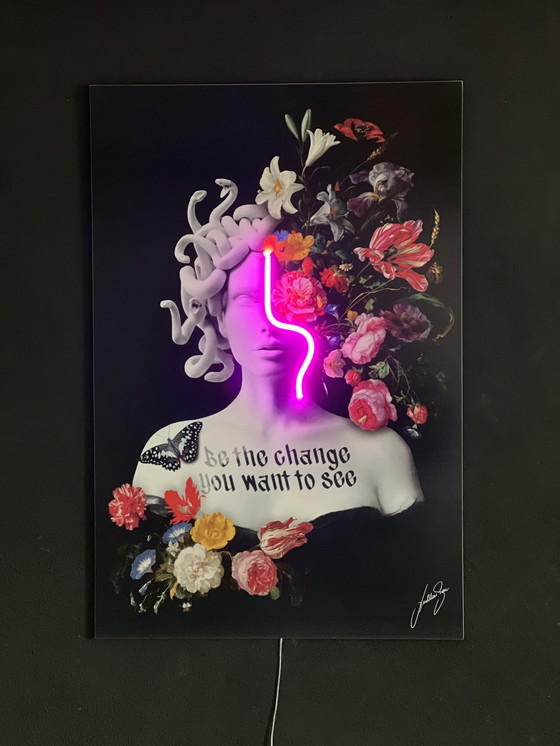 Image 1 of Ledmansion Medusa Neon Roze Popart Muurkunst Led Lamp