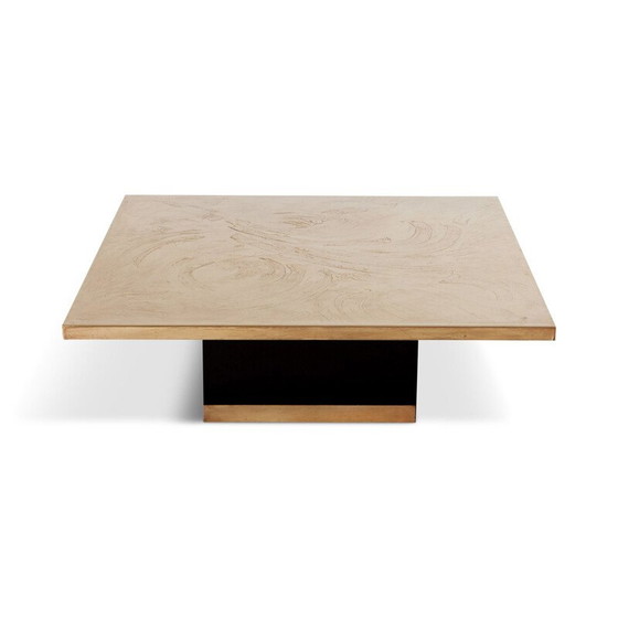 Image 1 of Vintage sokkeltafel in gegraveerd brons van Georges Mathias, België 1970