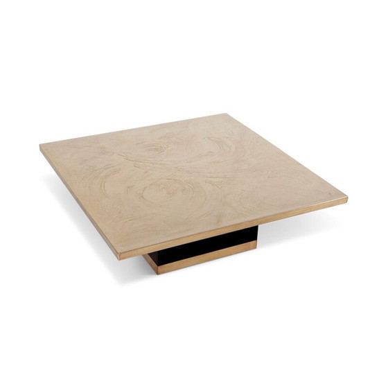 Image 1 of Vintage sokkeltafel in gegraveerd brons van Georges Mathias, België 1970