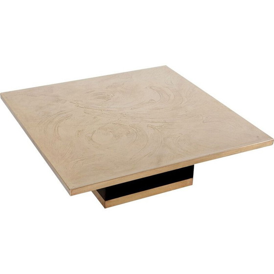 Image 1 of Vintage sokkeltafel in gegraveerd brons van Georges Mathias, België 1970