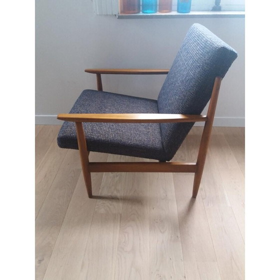 Image 1 of Blauwe scandinavische vintage fauteuil, jaren 1950