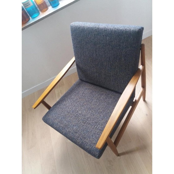 Image 1 of Blauwe scandinavische vintage fauteuil, jaren 1950