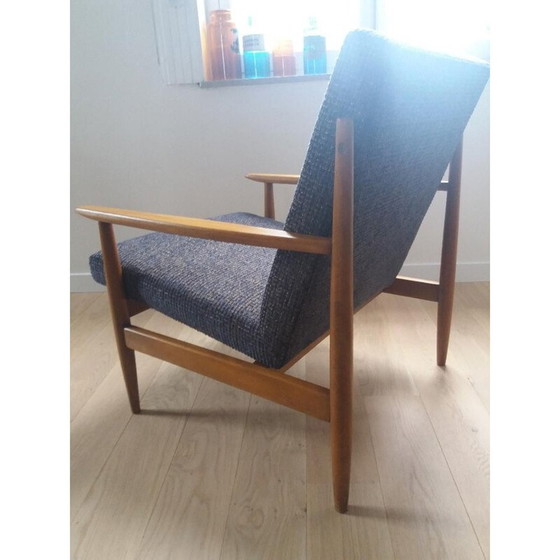 Image 1 of Blauwe scandinavische vintage fauteuil, jaren 1950