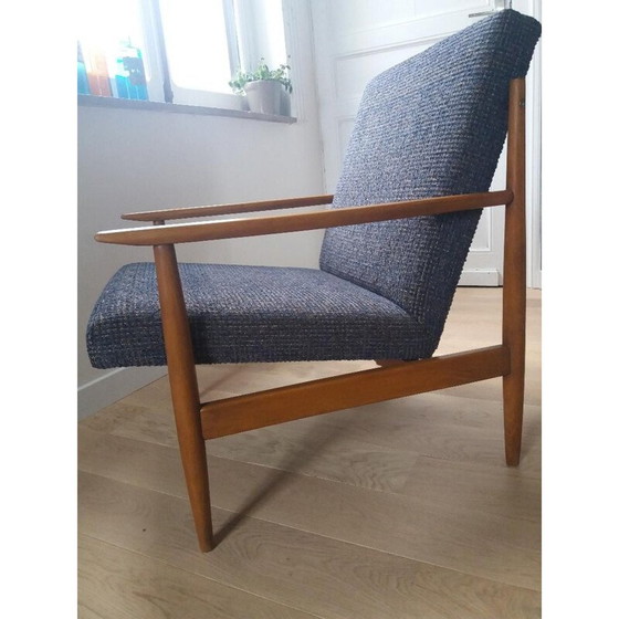 Image 1 of Blauwe scandinavische vintage fauteuil, jaren 1950
