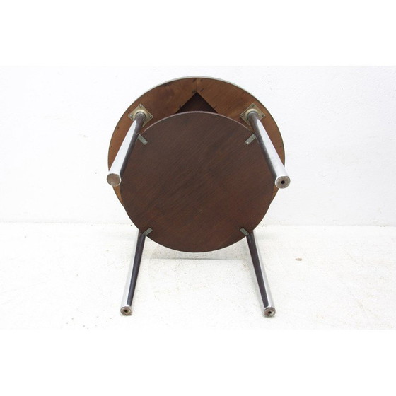 Image 1 of Vintage Bauhaus salontafel van verchroomd metaal en eikenhout door Robert Slezák voor Kovona, Tsjecho-Slowakije 1930