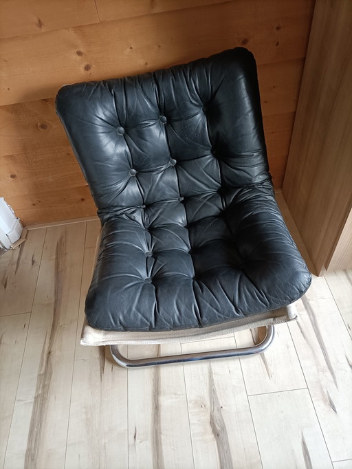 Buisframe Fauteuil Met Leren Bekleding