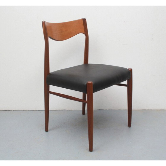 Image 1 of Vintage stoel in teak en leer, Denemarken 1960