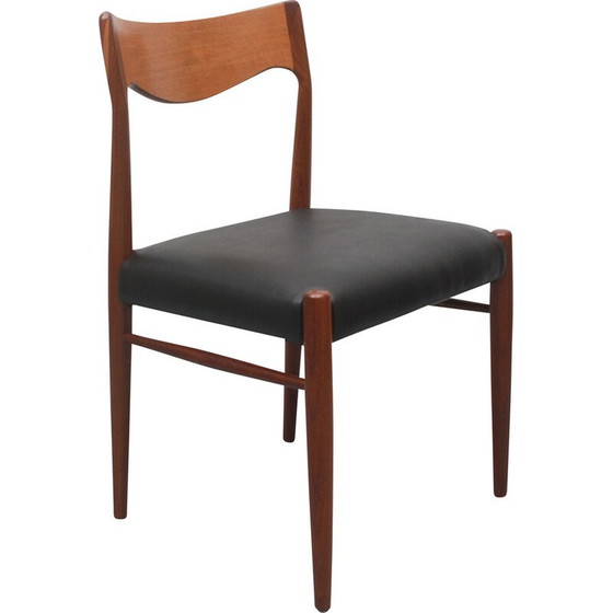 Image 1 of Vintage stoel in teak en leer, Denemarken 1960