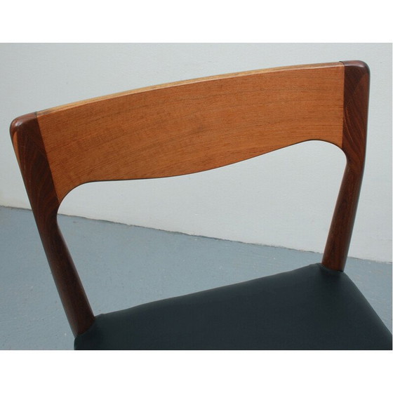 Image 1 of Vintage stoel in teak en leer, Denemarken 1960