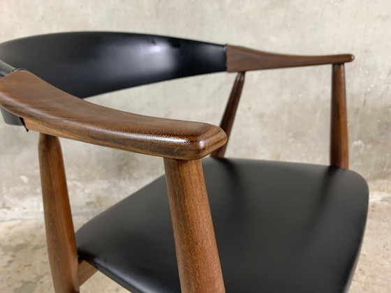 Image 1 of Fauteuil Model 213 In Teak en Kunstleer/Skai Ontworpen door Th Harlev voor Farstrup Mobel