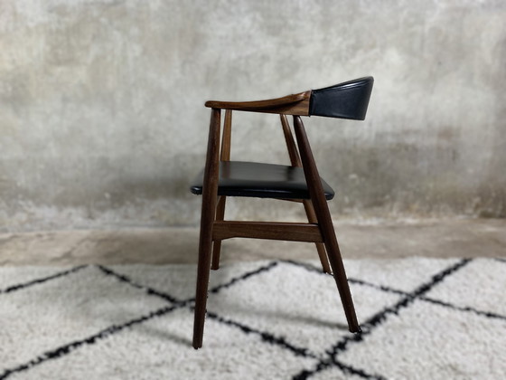 Image 1 of Fauteuil Model 213 In Teak en Kunstleer/Skai Ontworpen door Th Harlev voor Farstrup Mobel