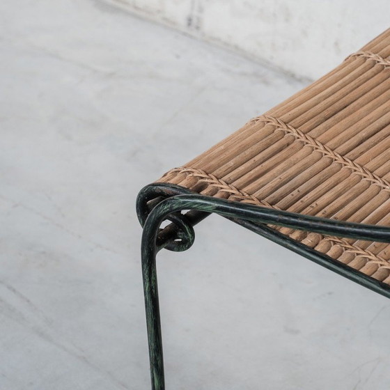 Image 1 of Set van 8 vintage eetkamerstoelen van Lysberg Hansen en Therp in ijzer en bamboe, Denemarken 1970