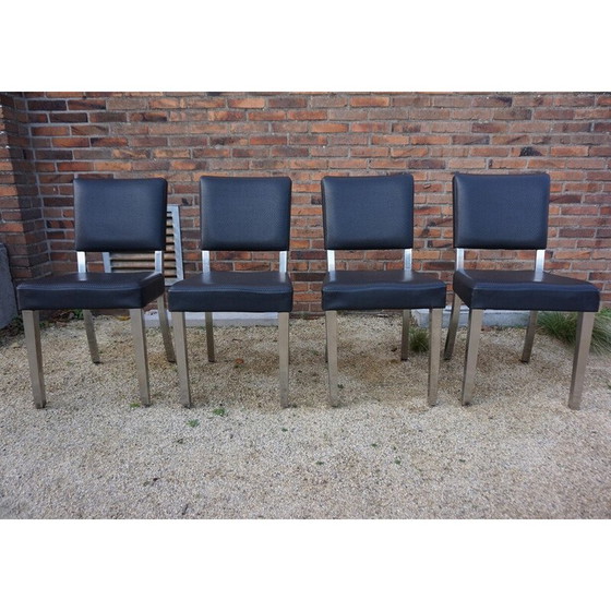 Image 1 of Set van 4 vintage stoelen in chroom en Art Deco kunstleer, 1940