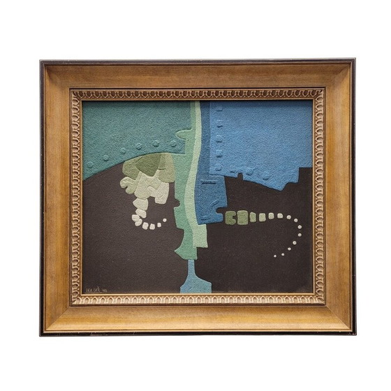 Image 1 of Vintage schilderij "Abstracción" van Ángel Cuesta, 1989