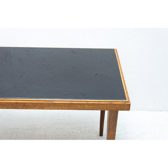 Image 1 of Mid century opaxiet glazen salontafel, Tsjecho-Slowakije 1960