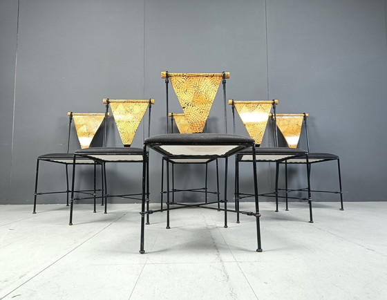 Image 1 of Set van 6 postmoderne eetkamerstoelen, 1970S