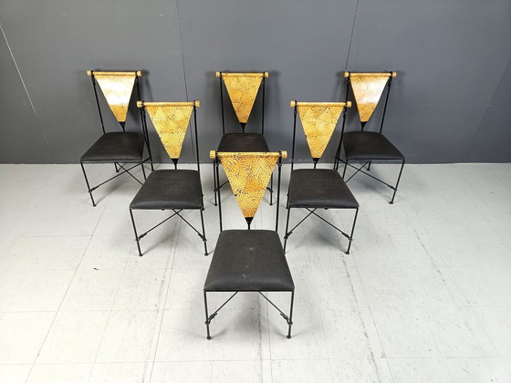 Image 1 of Set van 6 postmoderne eetkamerstoelen, 1970S