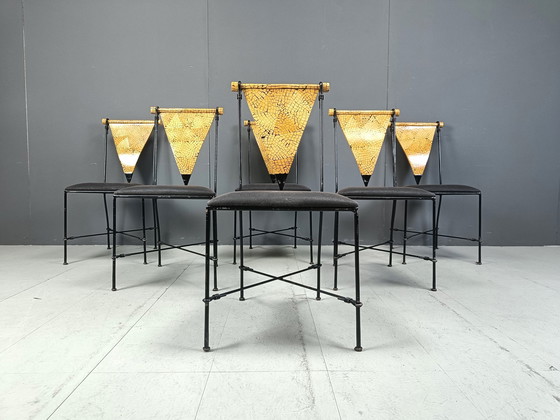 Image 1 of Set van 6 postmoderne eetkamerstoelen, 1970S