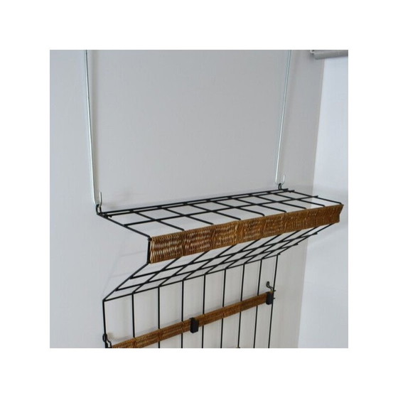 Image 1 of Vintage metalen en rotan kapstok van Karl Fichtel voor Drahtwerke Erlau, Duitsland 1950