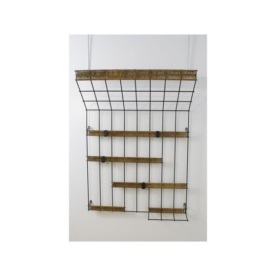 Image 1 of Vintage metalen en rotan kapstok van Karl Fichtel voor Drahtwerke Erlau, Duitsland 1950