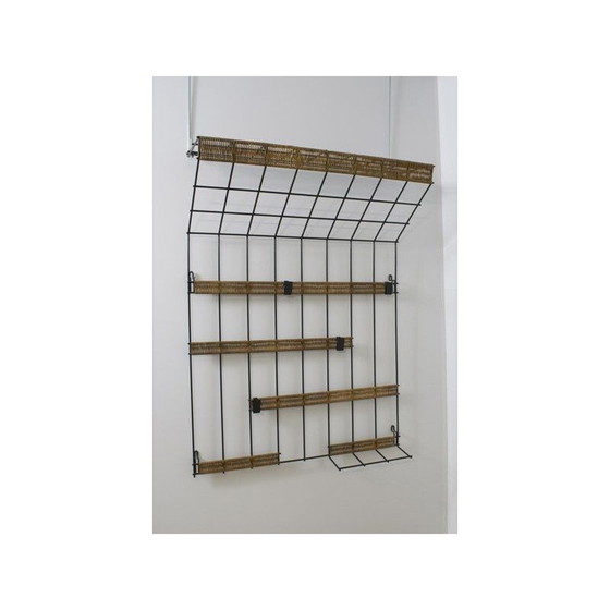 Image 1 of Vintage metalen en rotan kapstok van Karl Fichtel voor Drahtwerke Erlau, Duitsland 1950