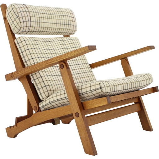 Vintage eiken lounge stoel van Hans J. Wegner, Denemarken 1968