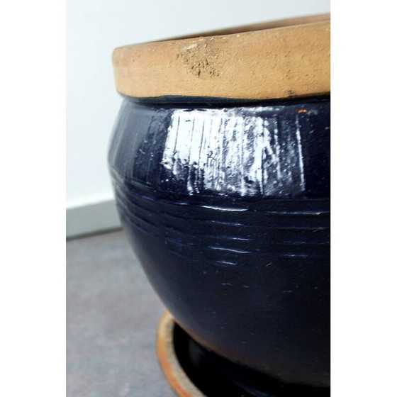 Image 1 of Vintage handgemaakte geglazuurde terracotta plantenbak