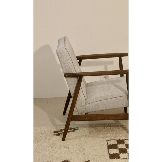 Image 1 of 300-190 vintage fauteuil in gevlekte stof en hout van Henryk Lis, 1970