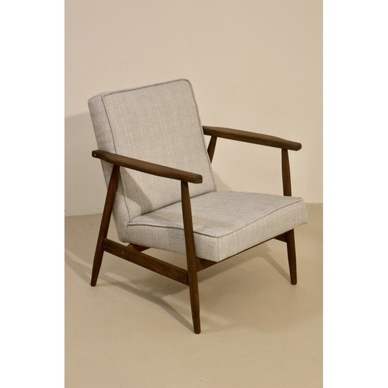 Image 1 of 300-190 vintage fauteuil in gevlekte stof en hout van Henryk Lis, 1970