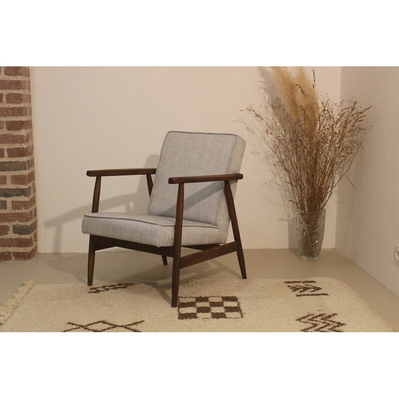 Image 1 of 300-190 vintage fauteuil in gevlekte stof en hout van Henryk Lis, 1970