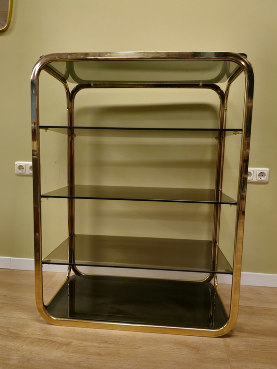 Image 1 of Vintage Messing Vitrinekast Vitrine Open Kast Roomdivider 