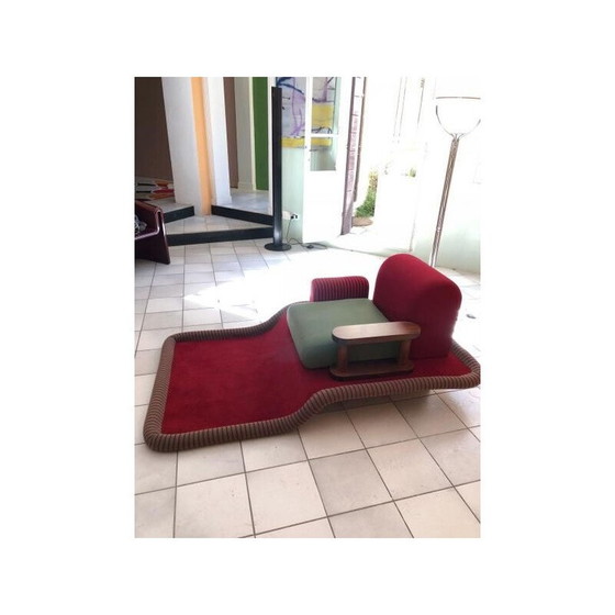 Image 1 of Vintage fluwelen fauteuil "Tappeto Volante" van Ettore Sottsass voor Bedding Brevetti, 1975