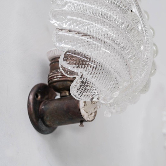 Image 1 of Set van 3 vintage wandlampen van Murano glas en messing, Italië 1960