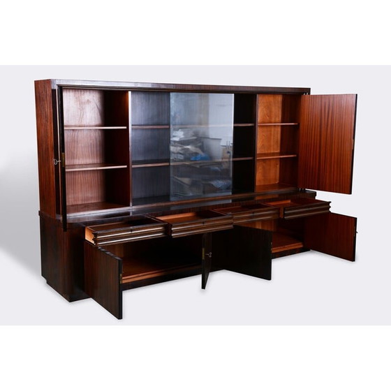 Image 1 of Vintage art deco eiken en macassar boekenkast, Frankrijk 1930