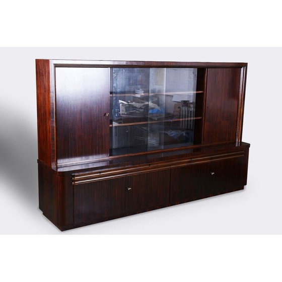 Image 1 of Vintage art deco eiken en macassar boekenkast, Frankrijk 1930