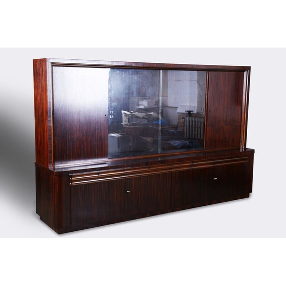 Image 1 of Vintage art deco eiken en macassar boekenkast, Frankrijk 1930