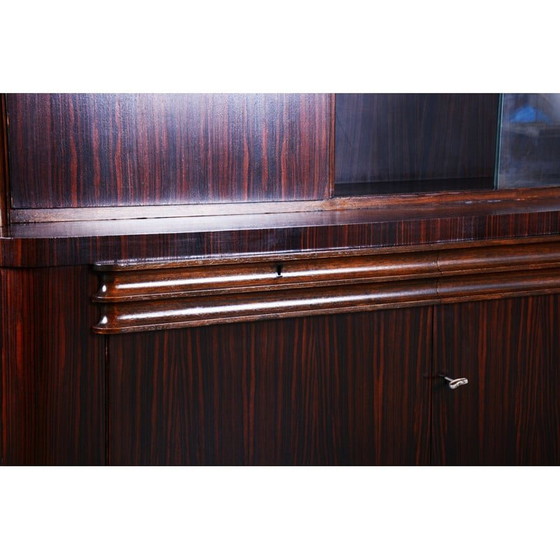 Image 1 of Vintage art deco eiken en macassar boekenkast, Frankrijk 1930