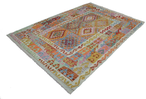 Originele oude stijl Kelim Afghan 246 X 178 Cm Top staat