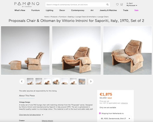 2 X Proposals Chair & Ottoman By Vittorio Introini For Sapor