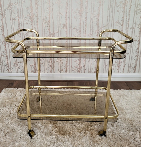 Image 1 of Vintage Hollywood Regency / Mid-Century Martini Wine Trolley.