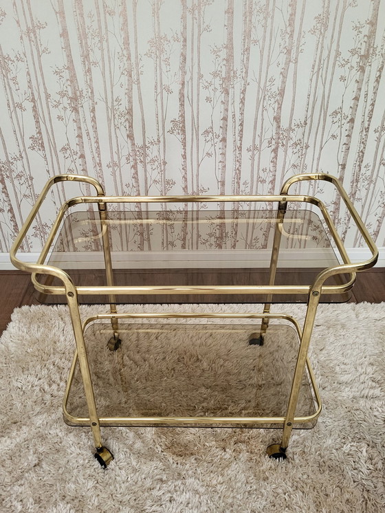 Image 1 of Vintage Hollywood Regency / Mid-Century Martini Wine Trolley.