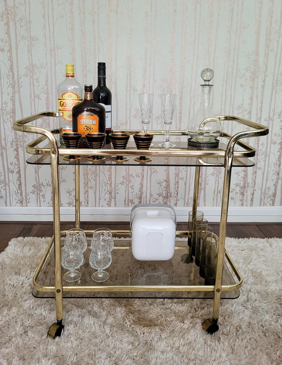 Image 1 of Vintage Hollywood Regency / Mid-Century Martini Wine Trolley.