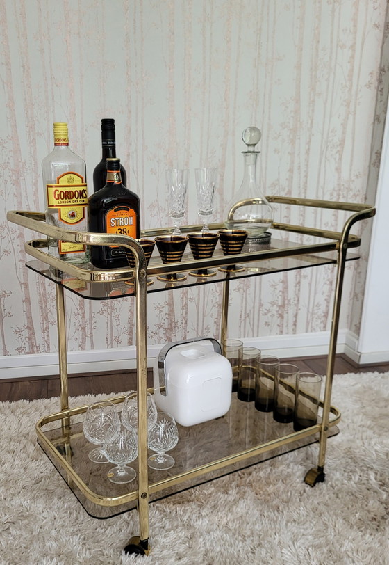 Image 1 of Vintage Hollywood Regency / Mid-Century Martini Wine Trolley.