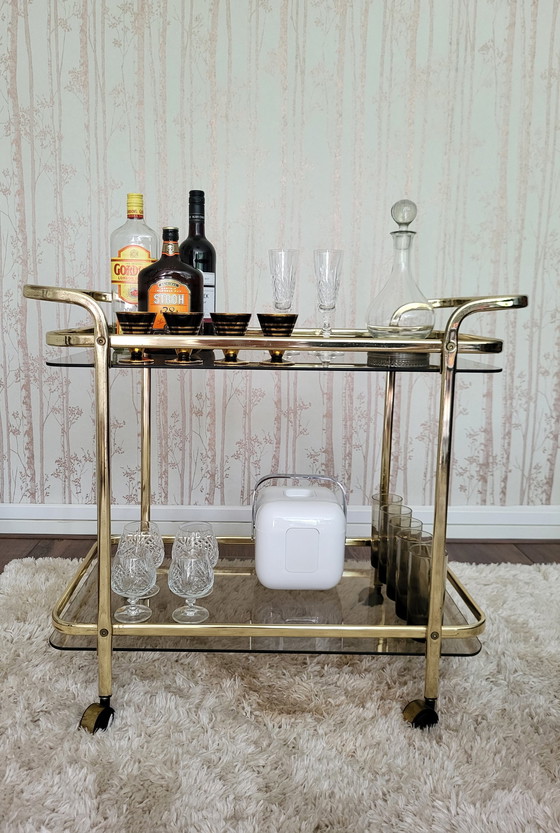 Image 1 of Vintage Hollywood Regency / Mid-Century Martini Wine Trolley.