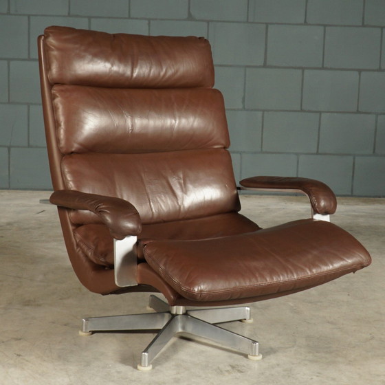 Image 1 of Loungefauteuil – Bruin Leder – Hans Kaufeld – Jaren 60