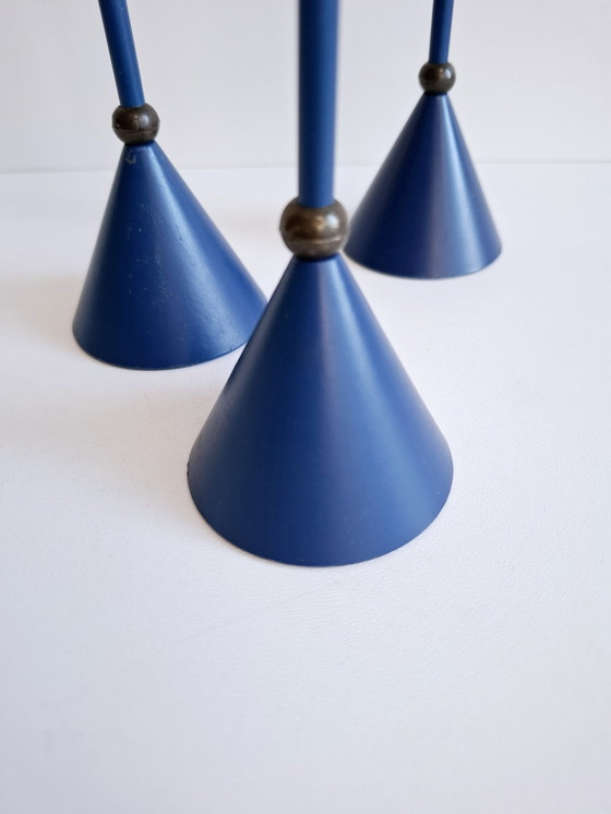 Image 1 of Set Van 3 Diabolo Kandelaars Memphis Milano Stijl Blauw